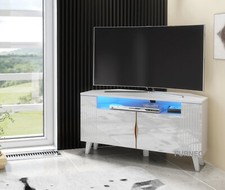 Corner TV Stand White High