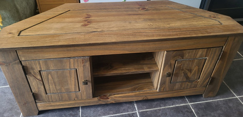 Wood corner stand brown - tv,