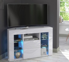 Corner TV Stand White High
